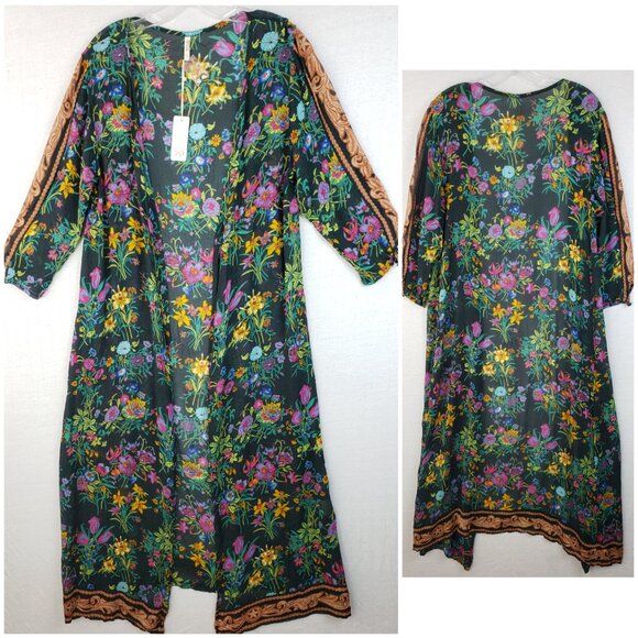 NWT Spell & The Gypsy Queen Duster Kimono Robe Floral Bohemian Longline O/S - Picture 2 of 16
